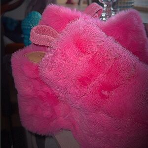 Fashion Nova Hot Pink Fuzzy Fur Platform Shoes